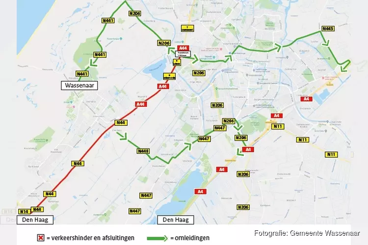 Verkeershinder A44/N44 van 4 tot 7 maart (avond/nacht-werkzaamheden)