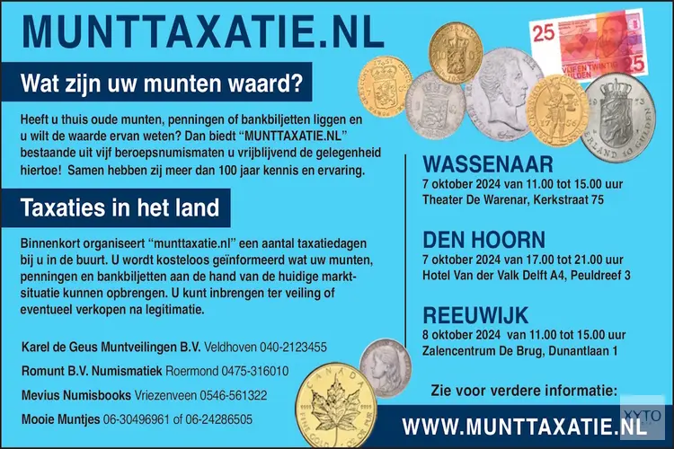 Taxatiedagen oude munten, penningen en bankbiljetten